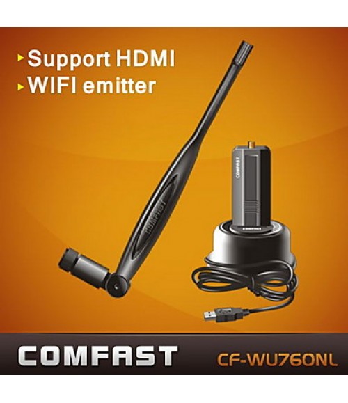 COMFASTÂ® CF-WU760NL 150M USB WiFi Adapter Wireless Networking Card with Antenna Support HDTV-Black   