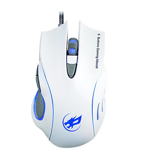 War Wolf 6D Wired Gaming Mouse 3200dpi 7 Colors Backlit Breathing Light for LOL/CF/DOTA White  