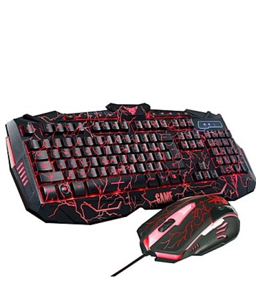 Sunsonny SV100 USB Wired 3 LED Backlight Gaming Keyboard and Mouse Combo for Desktop Laptop PC  