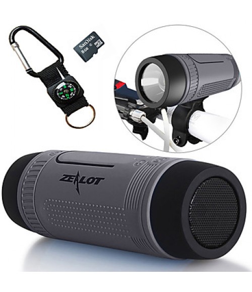 Bluetooth Speaker/ Portable Power Bank/ LED/ Calling Answer/ TF Stereo 5 IN 1+Holder+ Sport Hook+8GB TF Card  