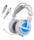 SADES A6 Frost Blue 7.1 Virtual Surround Sound USB Headset Headphones with Microphone Volume Control LED Lights  