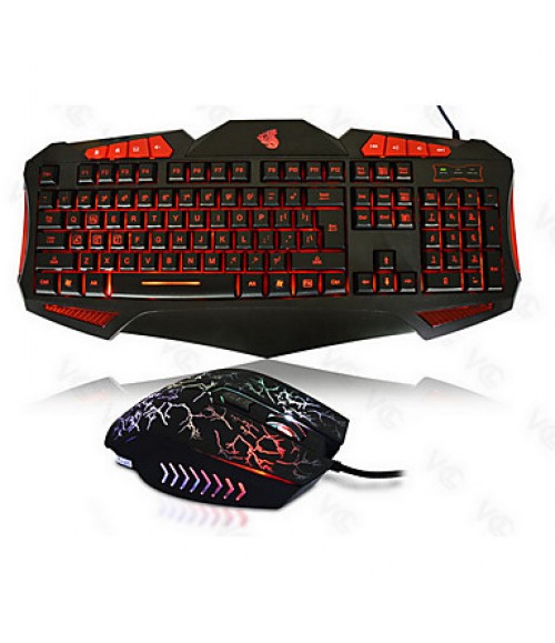 2400Dpi Wired USB Game Keyboard & Mouse Suit For Desktop With LED  