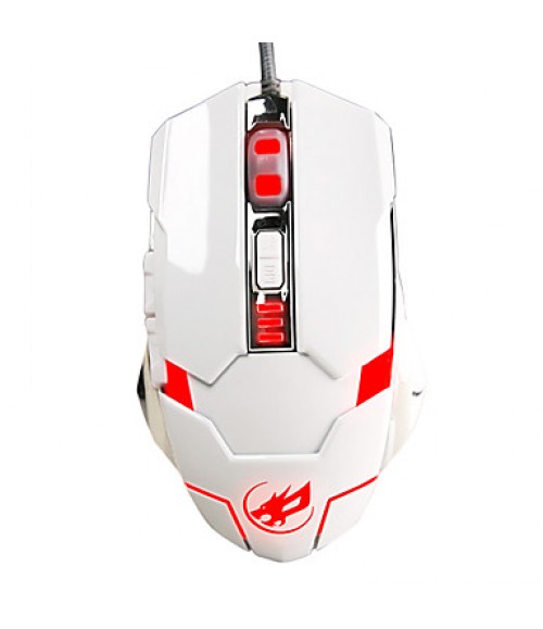 War Wolf 6D Wired Gaming Mouse 3200dpi 7 Colors Backlit Breathing Light for LOL/CF/DOTA White  